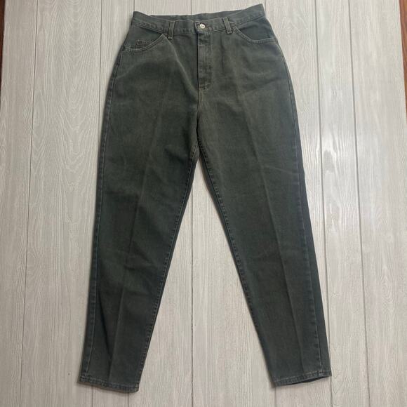 Lee Riveted Denim Women's Vintage Olive Green Cotton Mom Jeans Size 12 Short - Picture 1 of 12